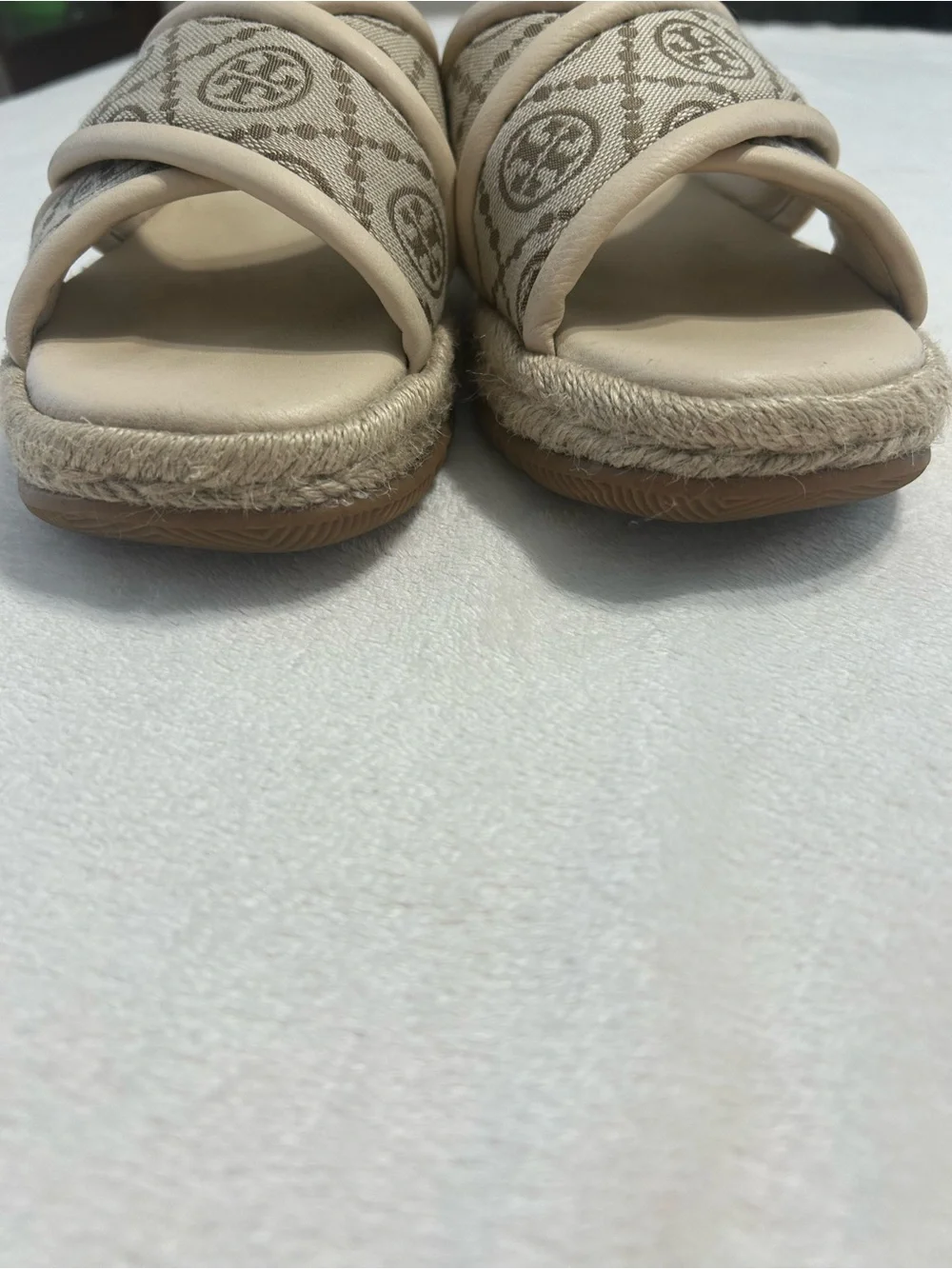 Tory Burch T Monogram Crisscross Espadrille Slides